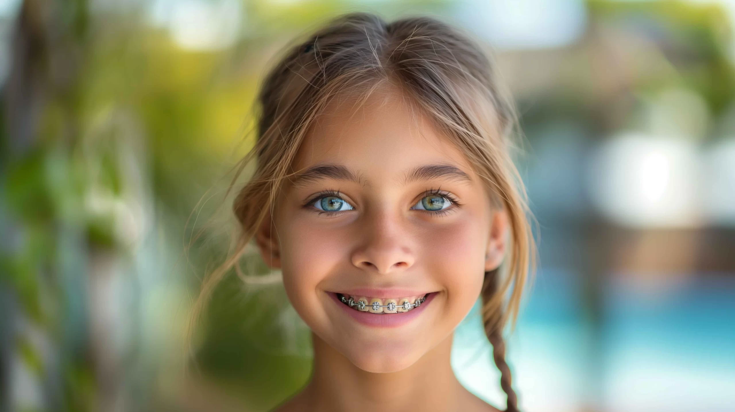 Child wearing braces